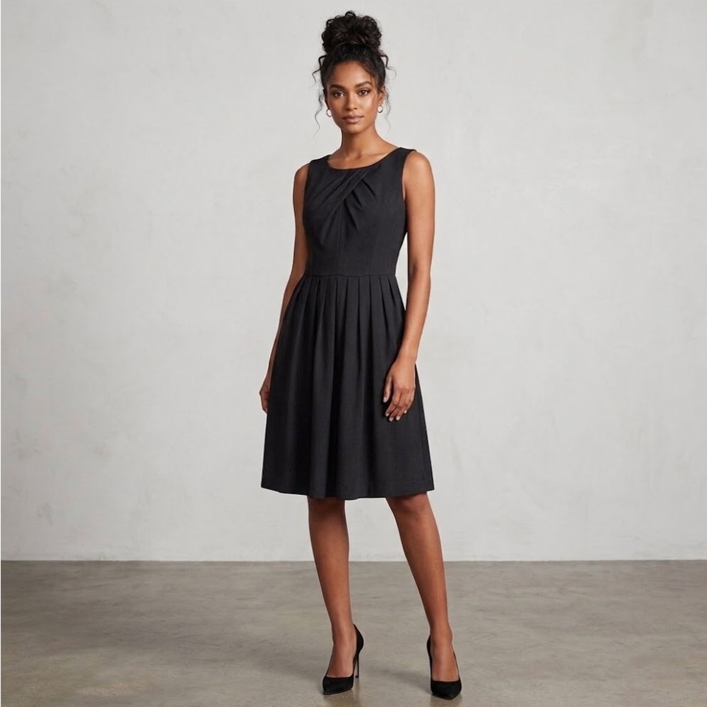 Ellen Tracy Black Midi Fit-Dress